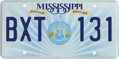 MS license plate BXT131