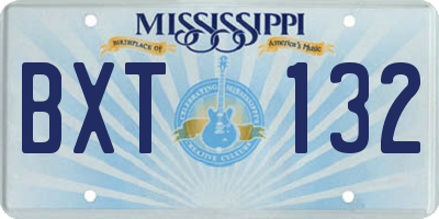 MS license plate BXT132