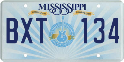 MS license plate BXT134