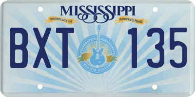 MS license plate BXT135
