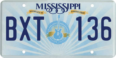MS license plate BXT136