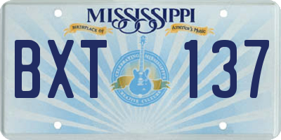 MS license plate BXT137