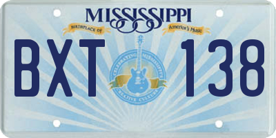 MS license plate BXT138