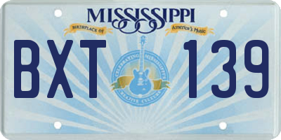 MS license plate BXT139