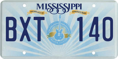 MS license plate BXT140