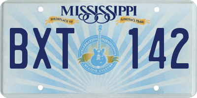 MS license plate BXT142