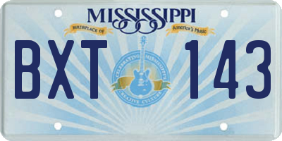 MS license plate BXT143