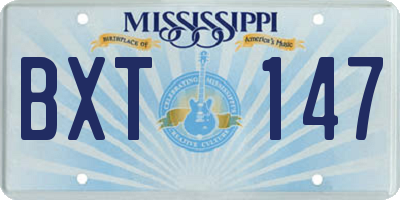 MS license plate BXT147
