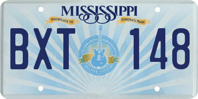 MS license plate BXT148