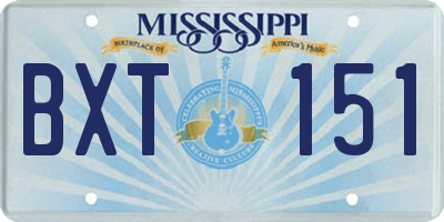 MS license plate BXT151