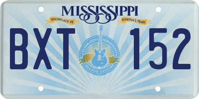 MS license plate BXT152