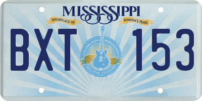 MS license plate BXT153