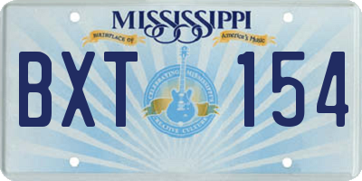 MS license plate BXT154