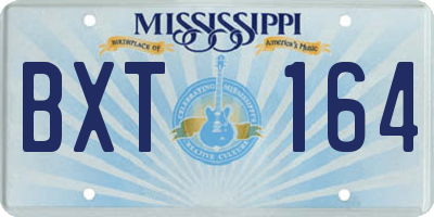 MS license plate BXT164