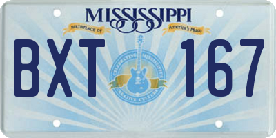 MS license plate BXT167