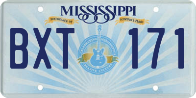 MS license plate BXT171