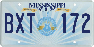 MS license plate BXT172