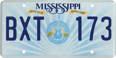 MS license plate BXT173
