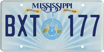 MS license plate BXT177