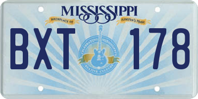 MS license plate BXT178