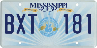 MS license plate BXT181
