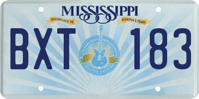 MS license plate BXT183