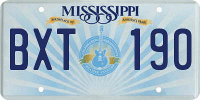 MS license plate BXT190