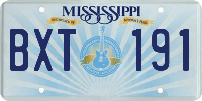 MS license plate BXT191