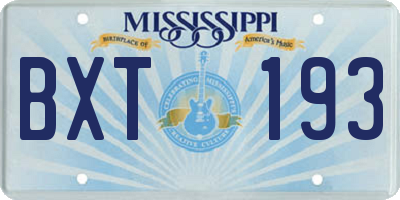 MS license plate BXT193