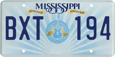MS license plate BXT194