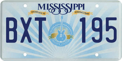 MS license plate BXT195