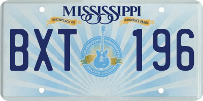 MS license plate BXT196
