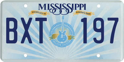 MS license plate BXT197