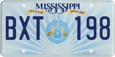 MS license plate BXT198