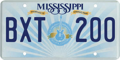 MS license plate BXT200