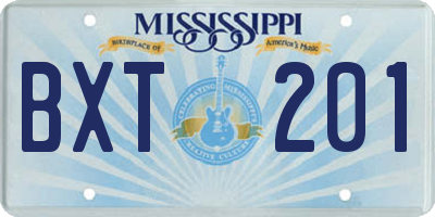 MS license plate BXT201