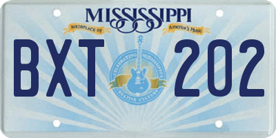 MS license plate BXT202