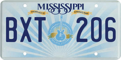 MS license plate BXT206
