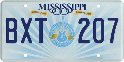 MS license plate BXT207