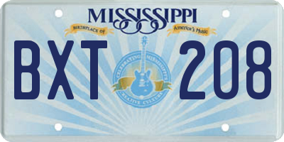 MS license plate BXT208