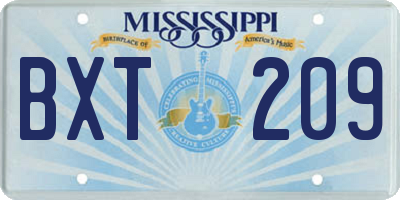 MS license plate BXT209
