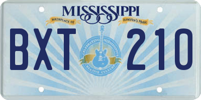MS license plate BXT210