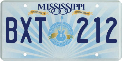 MS license plate BXT212