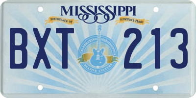 MS license plate BXT213