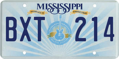 MS license plate BXT214