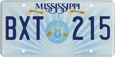 MS license plate BXT215
