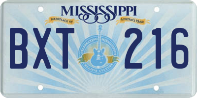 MS license plate BXT216