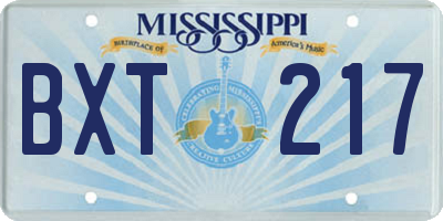 MS license plate BXT217