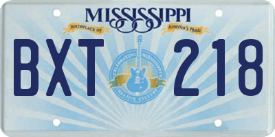 MS license plate BXT218