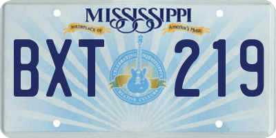MS license plate BXT219
